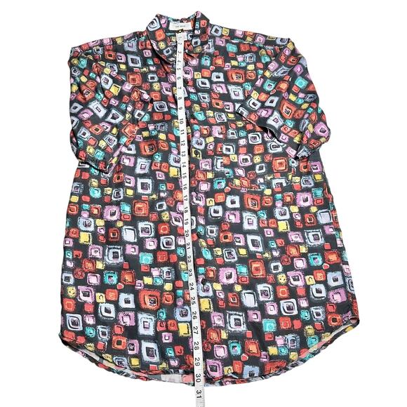 Silk House | Men | Vintage 100% Silk Abstract Print SS Button Up Shirt | Small - Picture 6 of 8